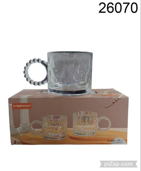 Imagen de TAZA DE VIDRIO CON ASA BURBUJA 8.5*7.5CM X2 3.26